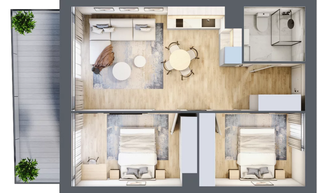 3 pokoje, mieszkanie 49,82 m², piętro 2, oferta nr A.2.17, Cisha, Dziwnów, ul. Kaprala Koniecznego 3