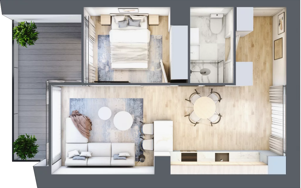 2 pokoje, mieszkanie 38,58 m², piętro 1, oferta nr B.1.8, Cisha, Dziwnów, ul. Kaprala Koniecznego 3