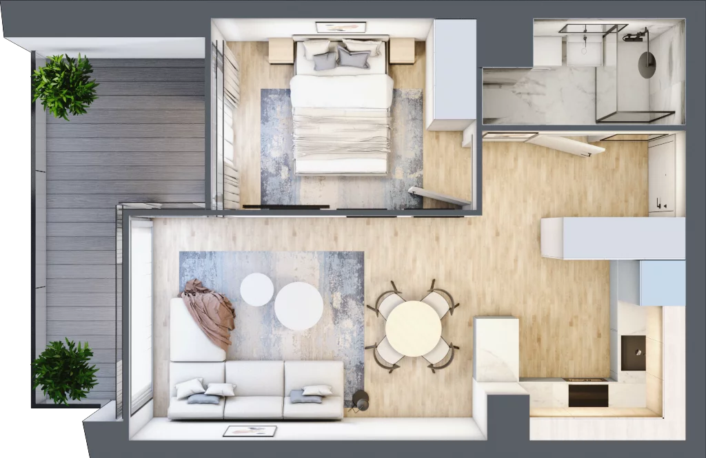 2 pokoje, mieszkanie 35,90 m², piętro 1, oferta nr B.1.9, Cisha, Dziwnów, ul. Kaprala Koniecznego 3