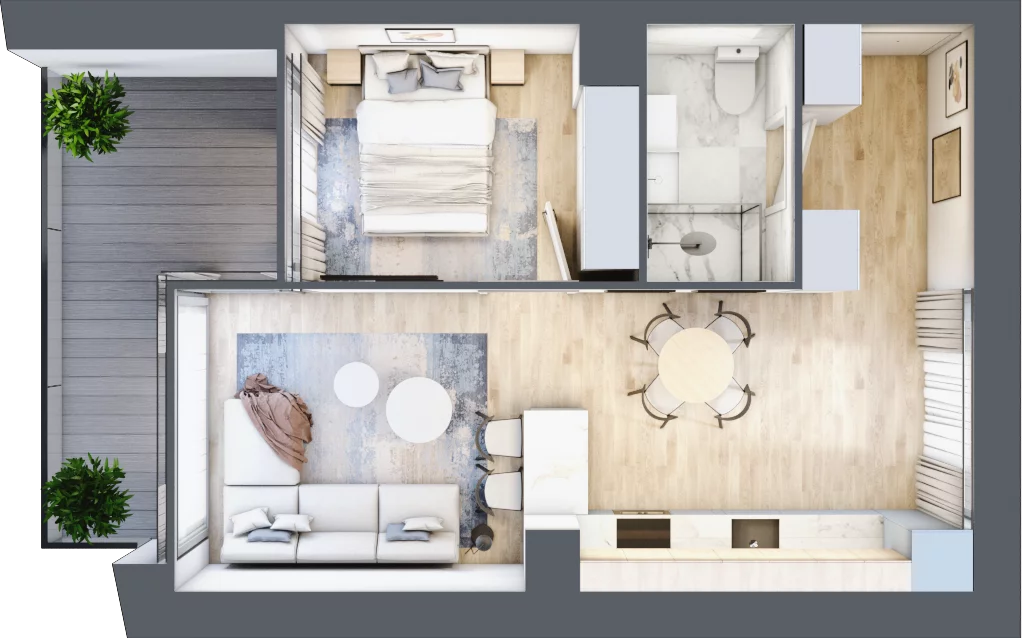 2 pokoje, mieszkanie 38,58 m², piętro 2, oferta nr B.2.14, Cisha, Dziwnów, ul. Kaprala Koniecznego 3