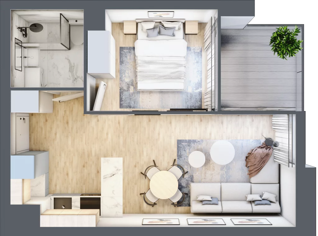 2 pokoje, mieszkanie 33,27 m², piętro 1, oferta nr C.1.9, Cisha, Dziwnów, ul. Kaprala Koniecznego 3