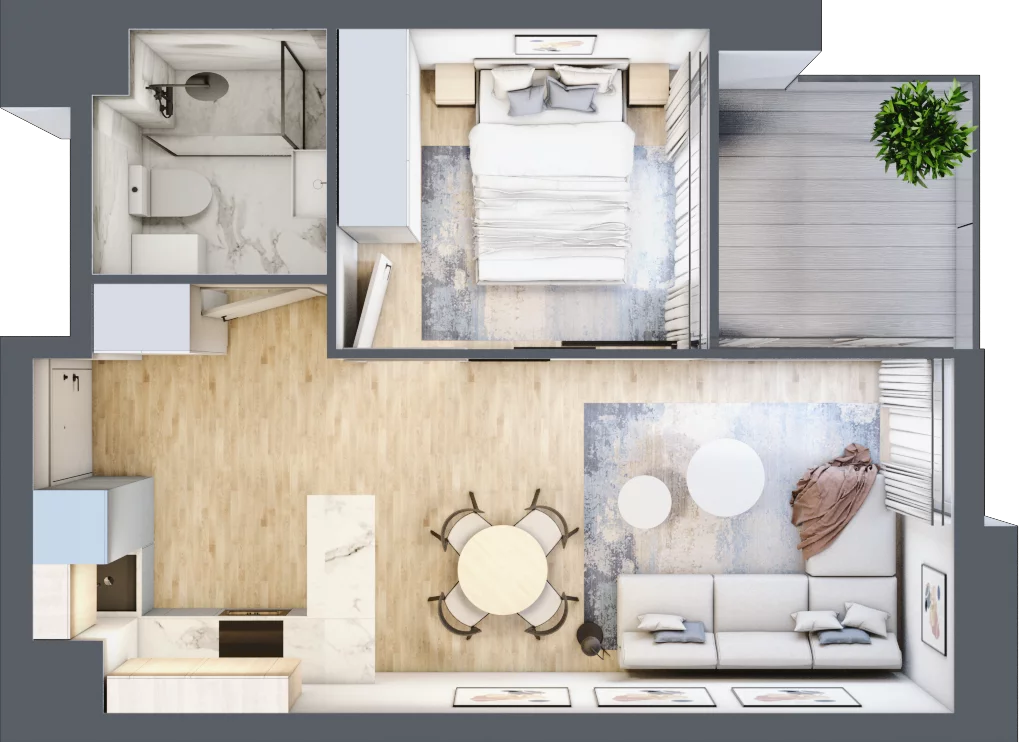 2 pokoje, mieszkanie 33,35 m², piętro 1, oferta nr C.1.10, Cisha, Dziwnów, ul. Kaprala Koniecznego 3