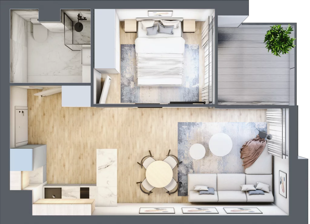 2 pokoje, mieszkanie 34,63 m², piętro 1, oferta nr C.1.11, Cisha, Dziwnów, ul. Kaprala Koniecznego 3