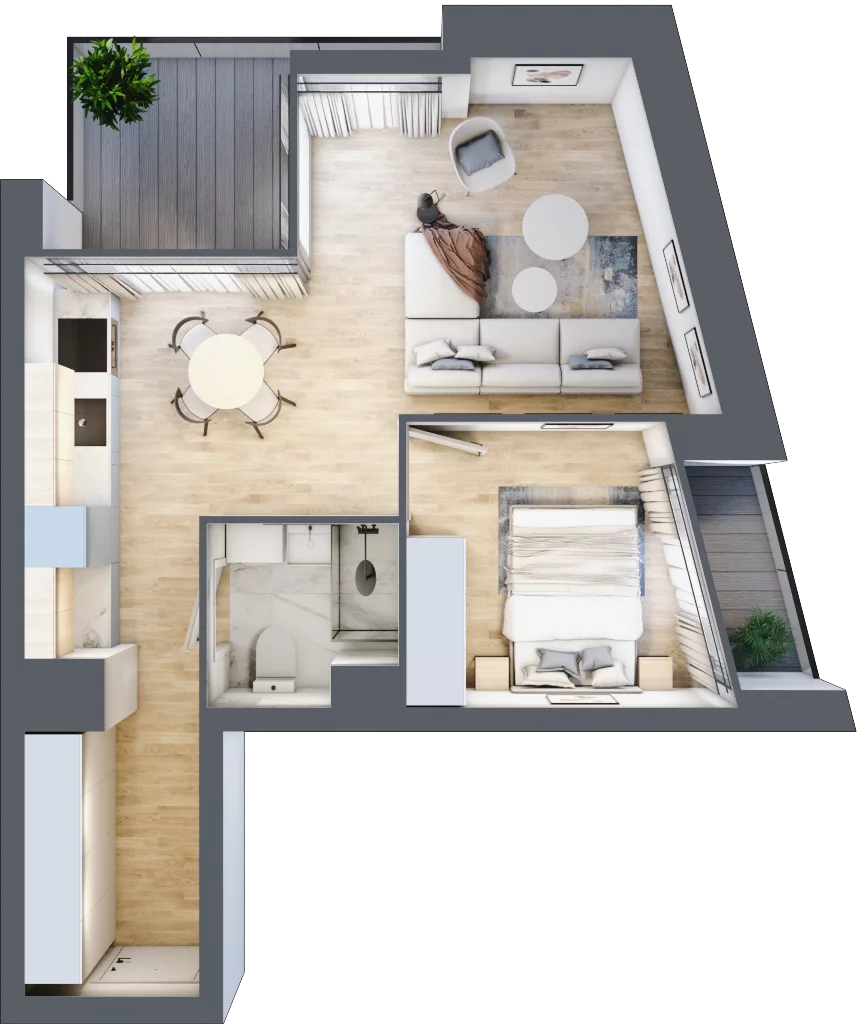 2 pokoje, mieszkanie 38,59 m², piętro 1, oferta nr C.1.12, Cisha, Dziwnów, ul. Kaprala Koniecznego 3