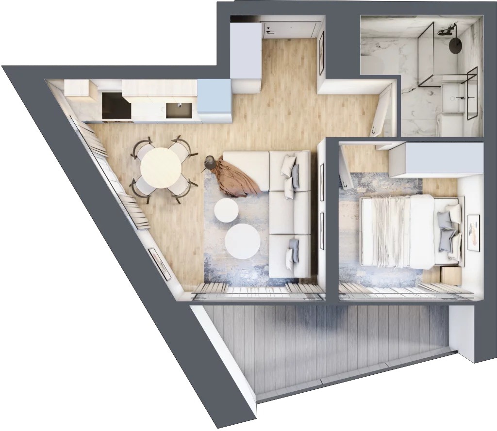 2 pokoje, mieszkanie 29,65 m², piętro 1, oferta nr C.1.13, Cisha, Dziwnów, ul. Kaprala Koniecznego 3