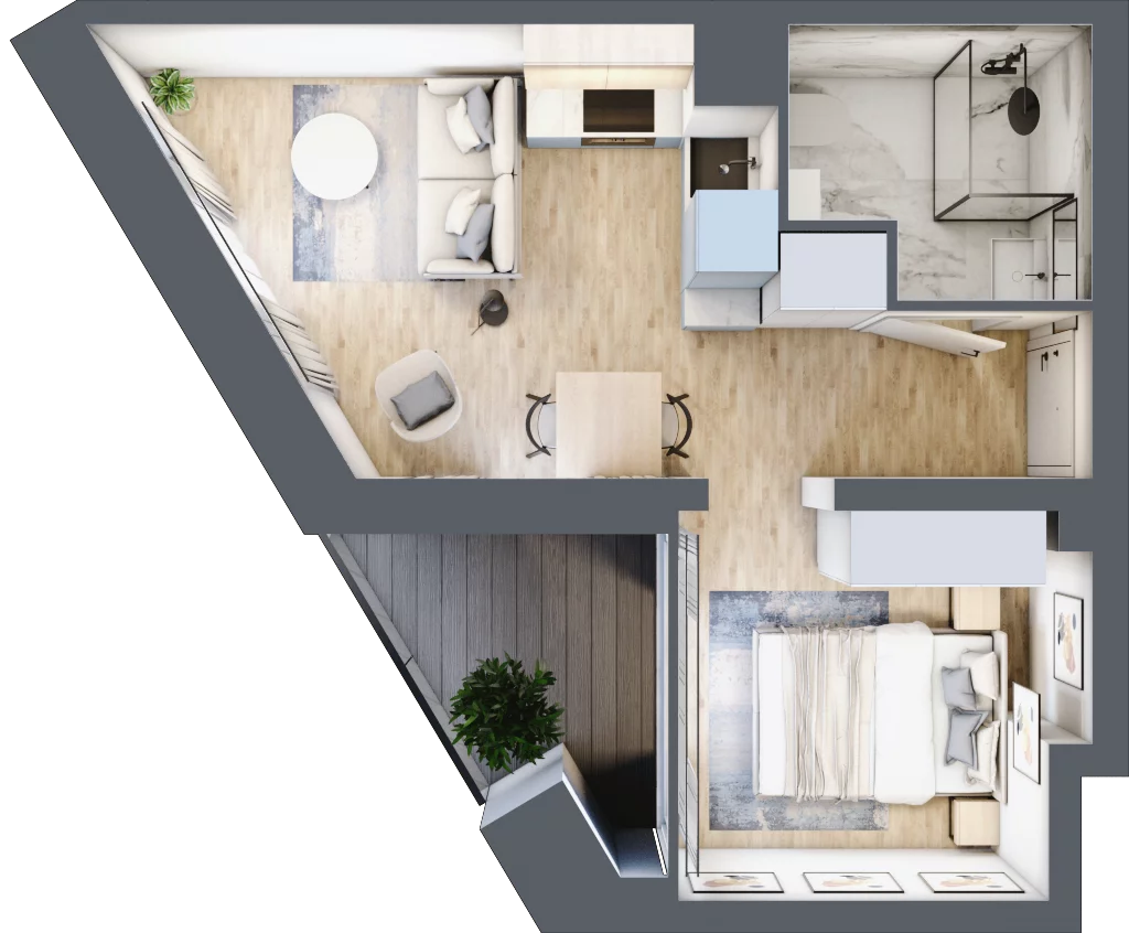 2 pokoje, mieszkanie 28,52 m², piętro 1, oferta nr C.1.14, Cisha, Dziwnów, ul. Kaprala Koniecznego 3