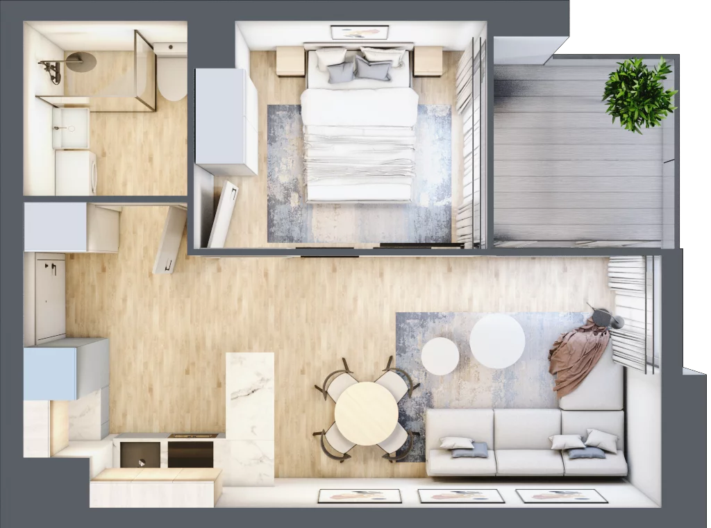 2 pokoje, mieszkanie 33,27 m², piętro 2, oferta nr C.2.17, Cisha, Dziwnów, ul. Kaprala Koniecznego 3