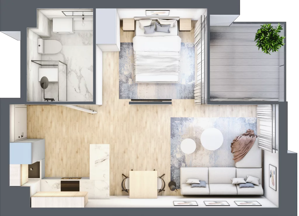 2 pokoje, mieszkanie 33,34 m², piętro 2, oferta nr C.2.18, Cisha, Dziwnów, ul. Kaprala Koniecznego 3