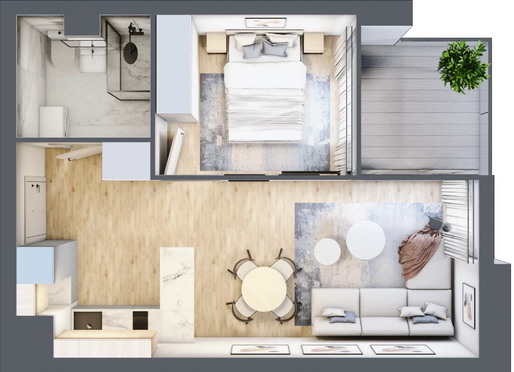 2 pokoje, mieszkanie 34,54 m², piętro 2, oferta nr C.2.19, Cisha, Dziwnów, ul. Kaprala Koniecznego 3