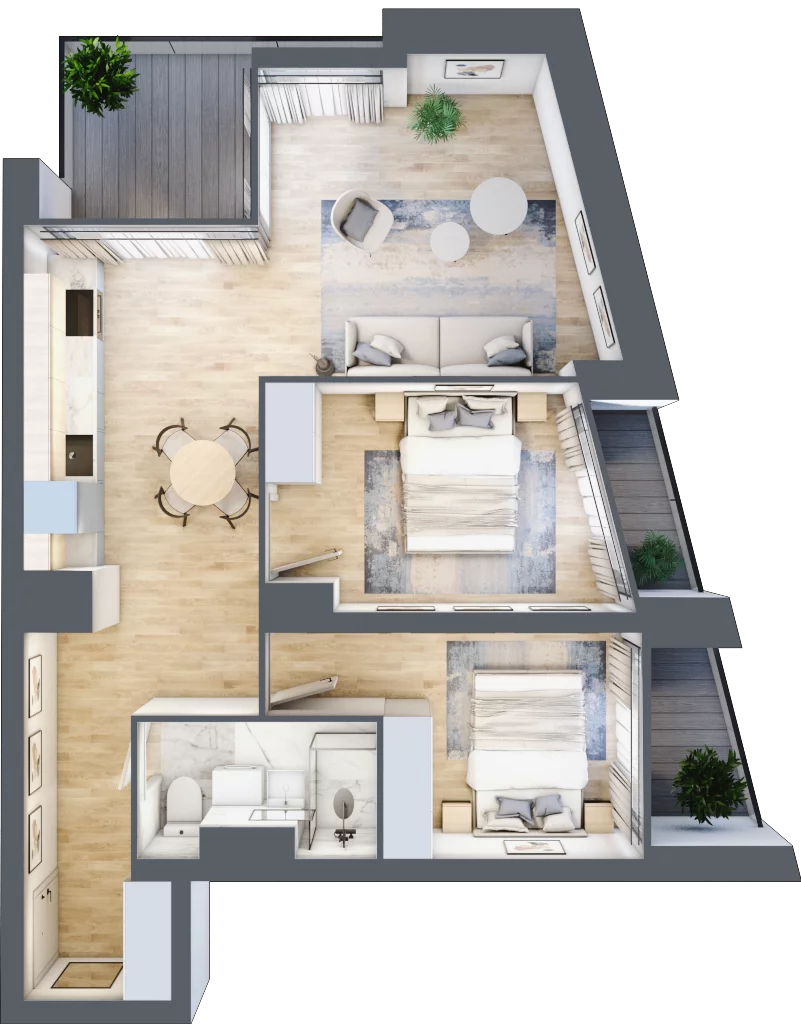 3 pokoje, mieszkanie 54,35 m², piętro 2, oferta nr C.2.20, Cisha, Dziwnów, ul. Kaprala Koniecznego 3