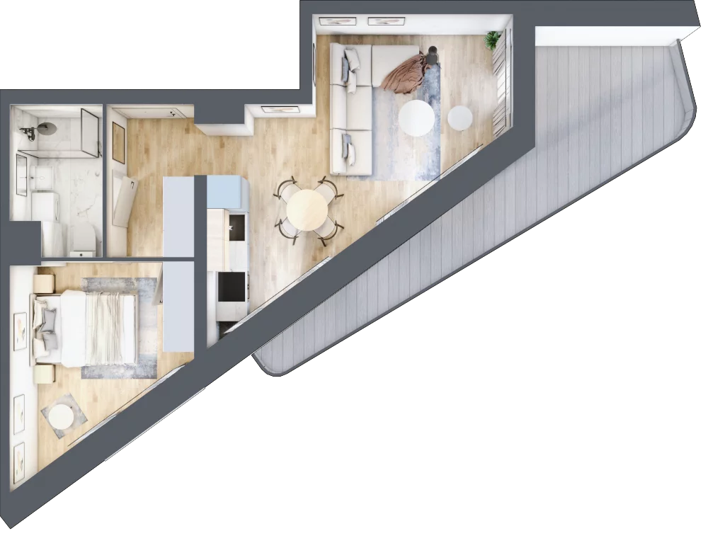 2 pokoje, mieszkanie 38,56 m², piętro 2, oferta nr C.2.21, Cisha, Dziwnów, ul. Kaprala Koniecznego 3