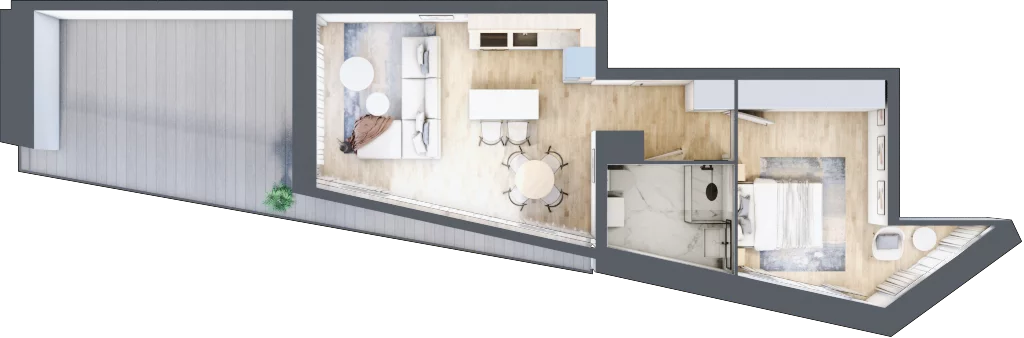 2 pokoje, mieszkanie 45,23 m², piętro 3, oferta nr C.3.22, Cisha, Dziwnów, ul. Kaprala Koniecznego 3