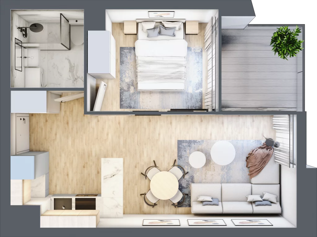 2 pokoje, mieszkanie 33,24 m², piętro 3, oferta nr C.3.24, Cisha, Dziwnów, ul. Kaprala Koniecznego 3