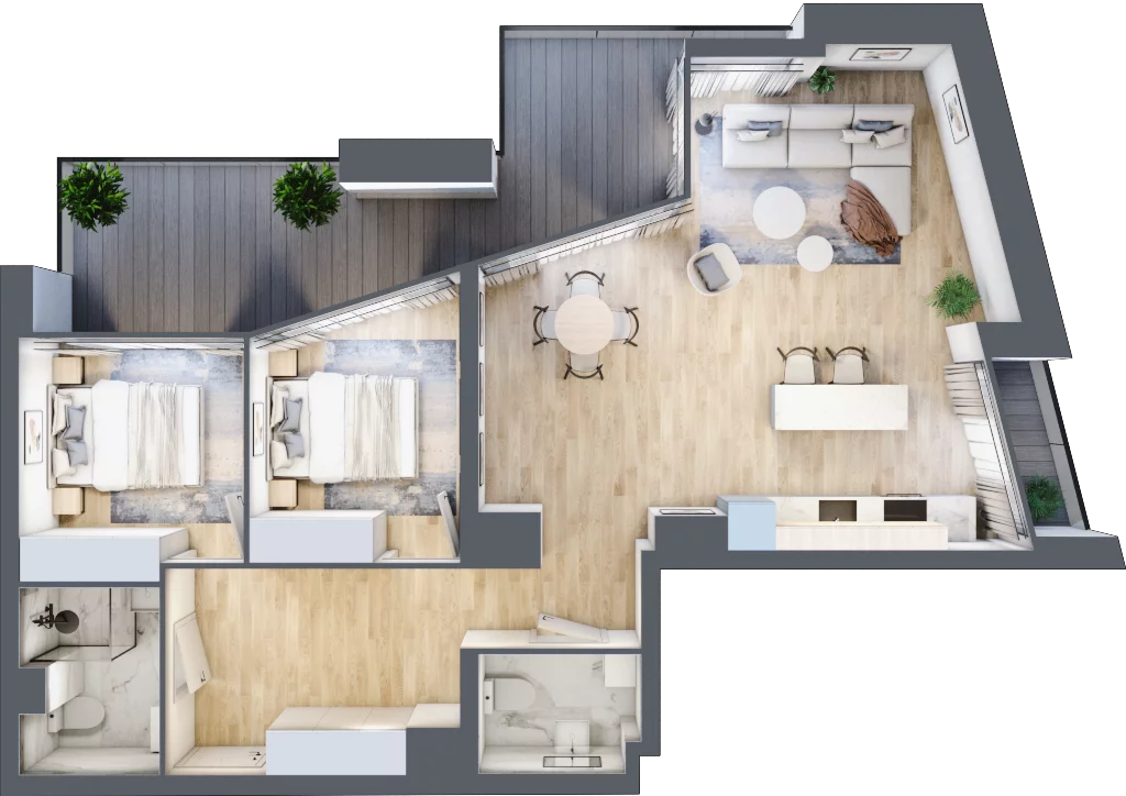 3 pokoje, mieszkanie 68,96 m², piętro 3, oferta nr C.3.26, Cisha, Dziwnów, ul. Kaprala Koniecznego 3