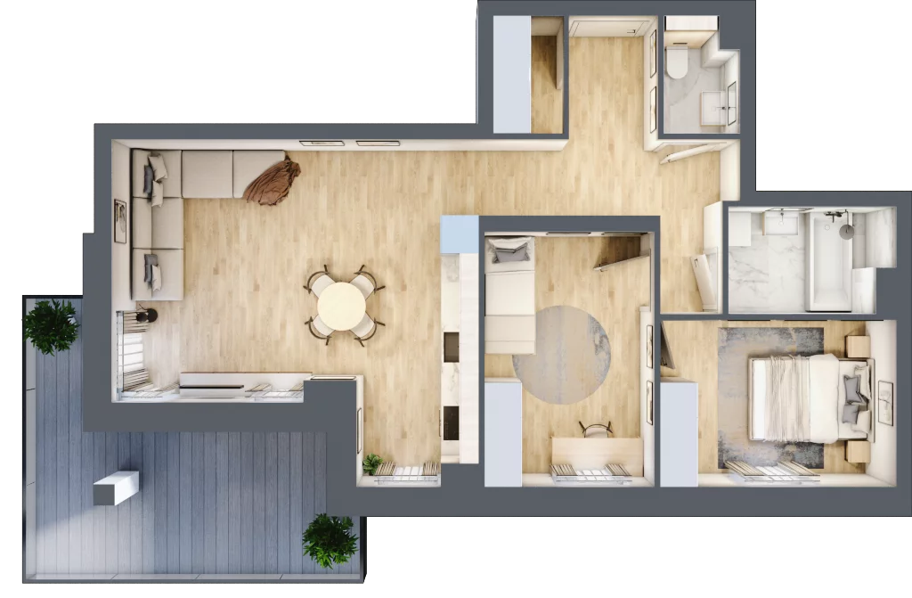 3 pokoje, apartament 63,01 m², piętro 1, oferta nr 7, Villa Park bud C - Apartamenty Augustów, Augustów, ul. Wypoczynkowa