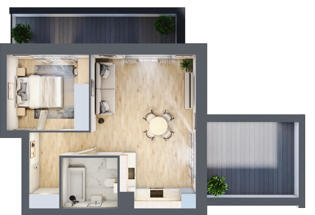 2 pokoje, mieszkanie 44,95 m², parter, oferta nr I.0.2, Pryncypalna 66, Łódź, Górna, Chojny, ul. Pryncypalna 66
