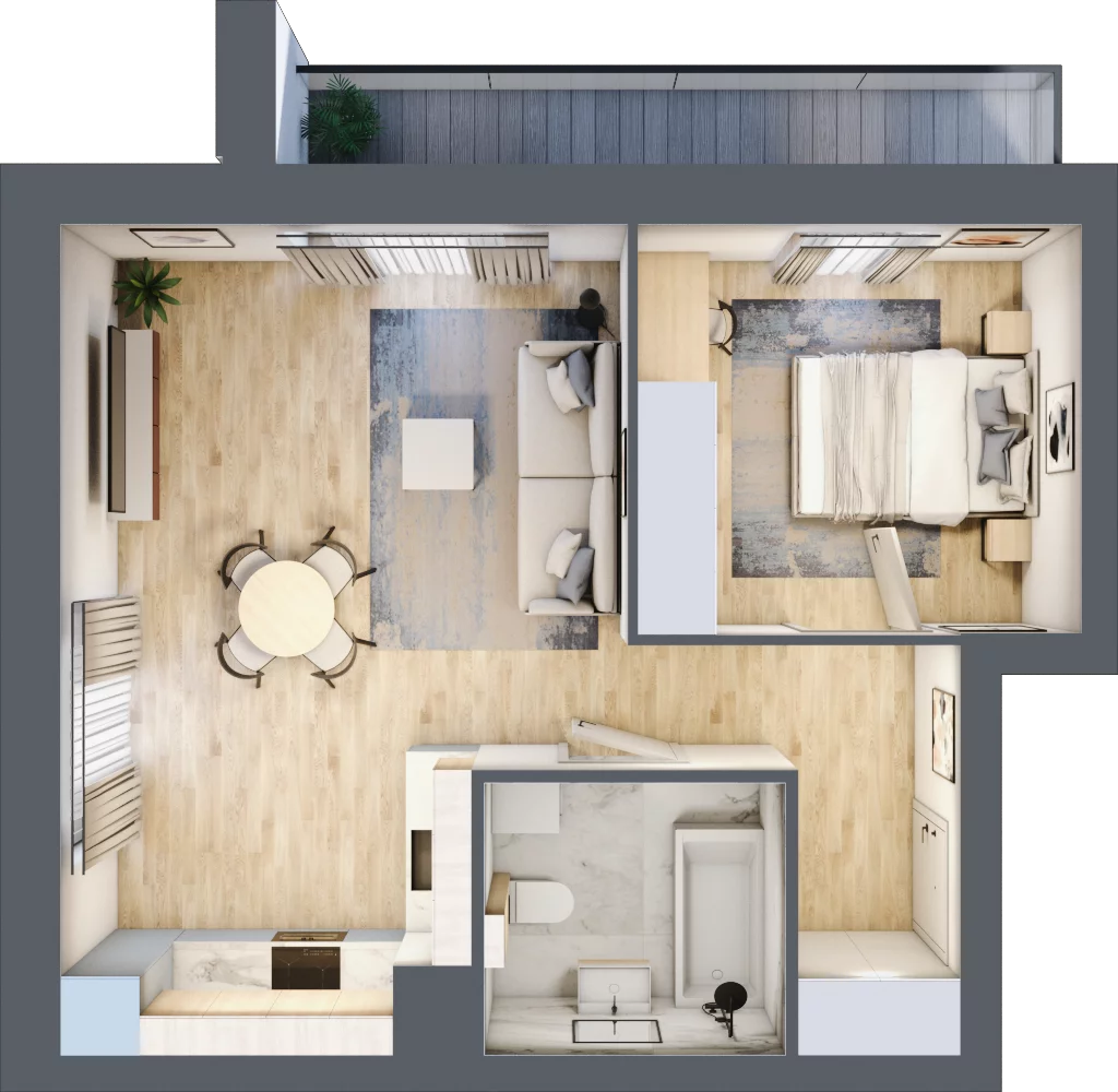 2 pokoje, mieszkanie 44,95 m², piętro 2, oferta nr I.2.2, Pryncypalna 66, Łódź, Górna, Chojny, ul. Pryncypalna 66