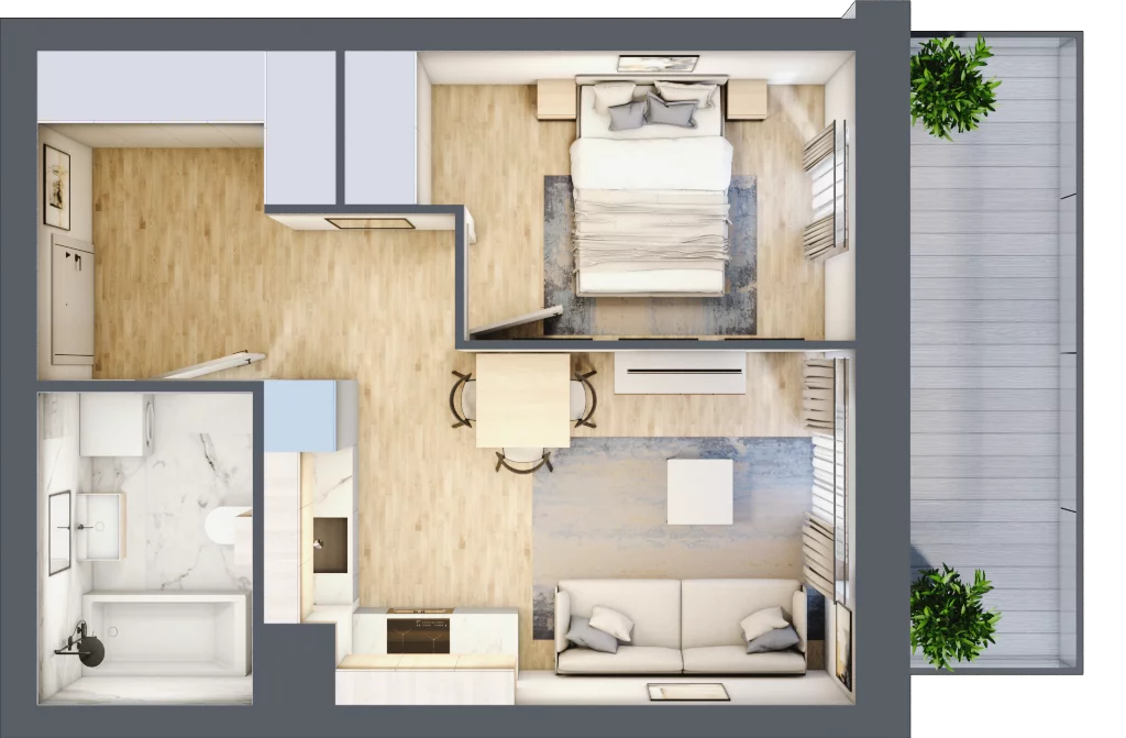 2 pokoje, mieszkanie 36,31 m², piętro 1, oferta nr I.1.4, Pryncypalna 66, Łódź, Górna, Chojny, ul. Pryncypalna 66