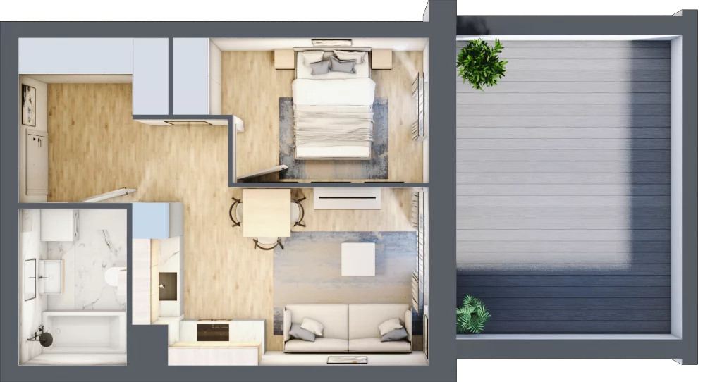2 pokoje, mieszkanie 36,31 m², parter, oferta nr I.0.3, Pryncypalna 66, Łódź, Górna, Chojny, ul. Pryncypalna 66