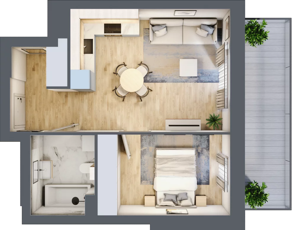 2 pokoje, mieszkanie 39,32 m², piętro 1, oferta nr I.1.6, Pryncypalna 66, Łódź, Górna, Chojny, ul. Pryncypalna 66