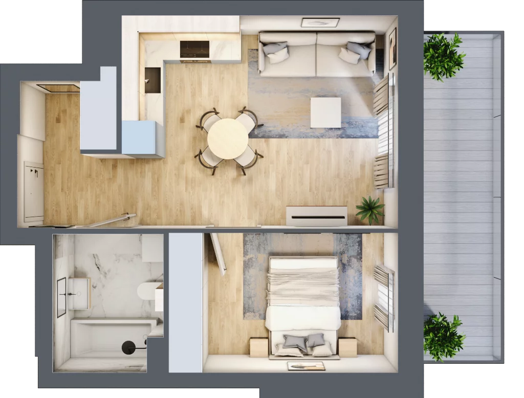 2 pokoje, mieszkanie 39,32 m², piętro 2, oferta nr I.2.6, Pryncypalna 66, Łódź, Górna, Chojny, ul. Pryncypalna 66