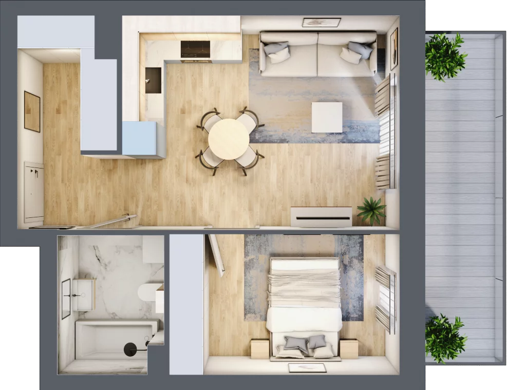 2 pokoje, mieszkanie 40,93 m², piętro 3, oferta nr II.3.5, Pryncypalna 66, Łódź, Górna, Chojny, ul. Pryncypalna 66