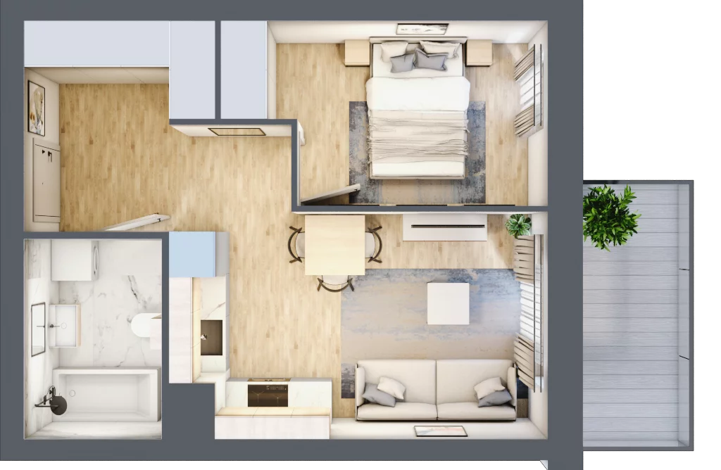 2 pokoje, mieszkanie 36,28 m², piętro 3, oferta nr II.3.4, Pryncypalna 66, Łódź, Górna, Chojny, ul. Pryncypalna 66