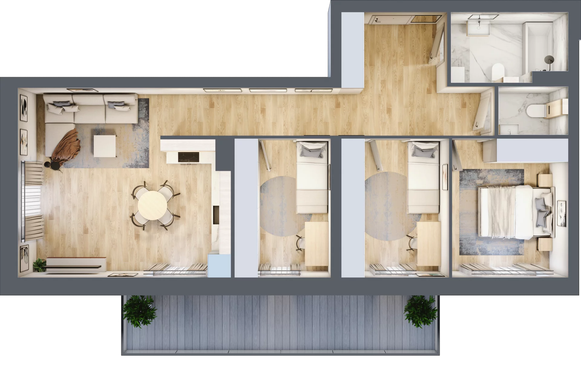 4 pokoje, mieszkanie 77,70 m², piętro 2, oferta nr II.2.6, Pryncypalna 66, Łódź, Górna, Chojny, ul. Pryncypalna 66