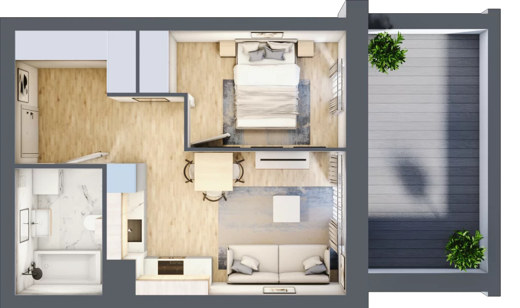 2 pokoje, mieszkanie 36,28 m², parter, oferta nr II.0.3, Pryncypalna 66, Łódź, Górna, Chojny, ul. Pryncypalna 66