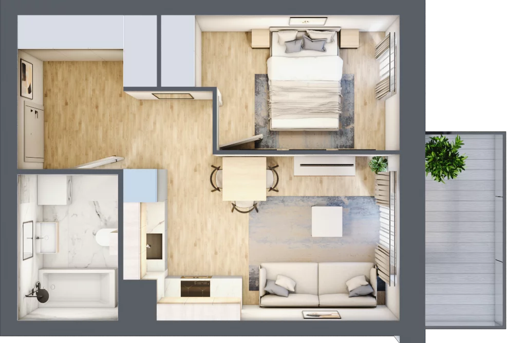 2 pokoje, mieszkanie 36,28 m², piętro 1, oferta nr II.1.4, Pryncypalna 66, Łódź, Górna, Chojny, ul. Pryncypalna 66