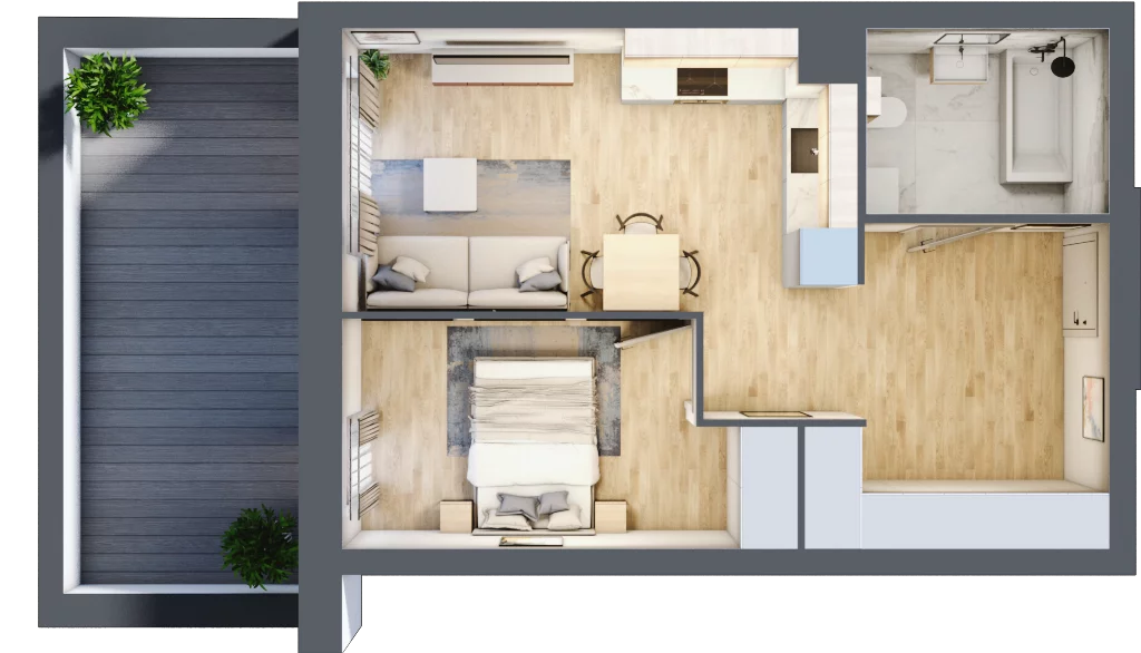 2 pokoje, mieszkanie 42,98 m², parter, oferta nr II.0.7, Pryncypalna 66, Łódź, Górna, Chojny, ul. Pryncypalna 66