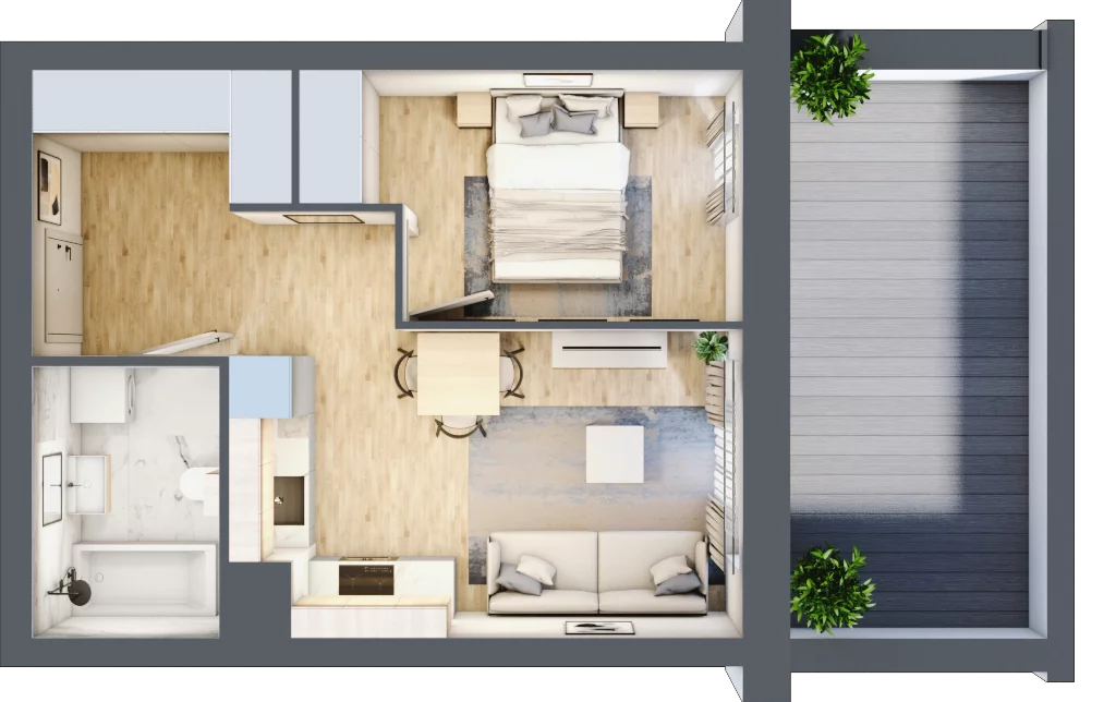 2 pokoje, mieszkanie 36,28 m², parter, oferta nr II.0.4, Pryncypalna 66, Łódź, Górna, Chojny, ul. Pryncypalna 66