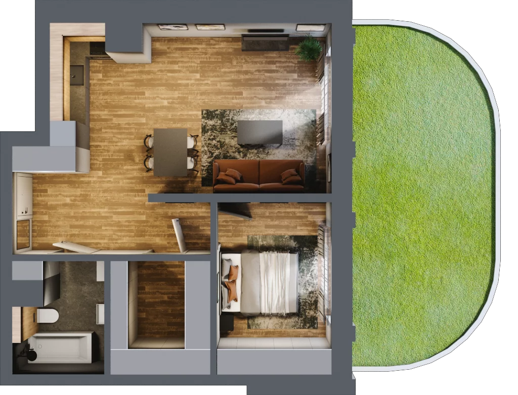 2 pokoje, apartament 56,25 m², parter, oferta nr 7, Folwark Scheiblera, Łódź, Widzew, ul. Tymienieckiego 33A