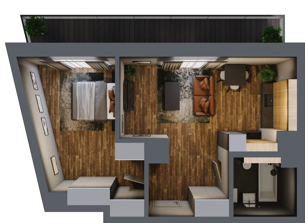 2 pokoje, apartament 46,86 m², piętro 4, oferta nr 67, Folwark Scheiblera, Łódź, Widzew, ul. Tymienieckiego 33A