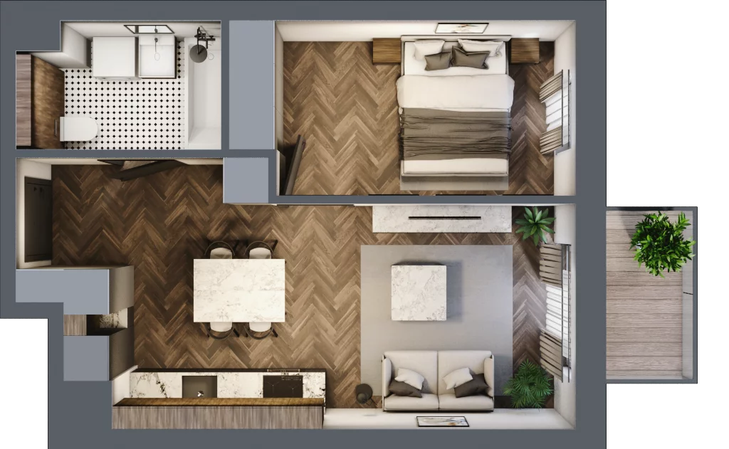 2 pokoje, mieszkanie 37,82 m², piętro 2, oferta nr A/1/2.4, Smardzewska 8, Poznań, Grunwald, Grunwald Południe, ul. Smardzewska 8
