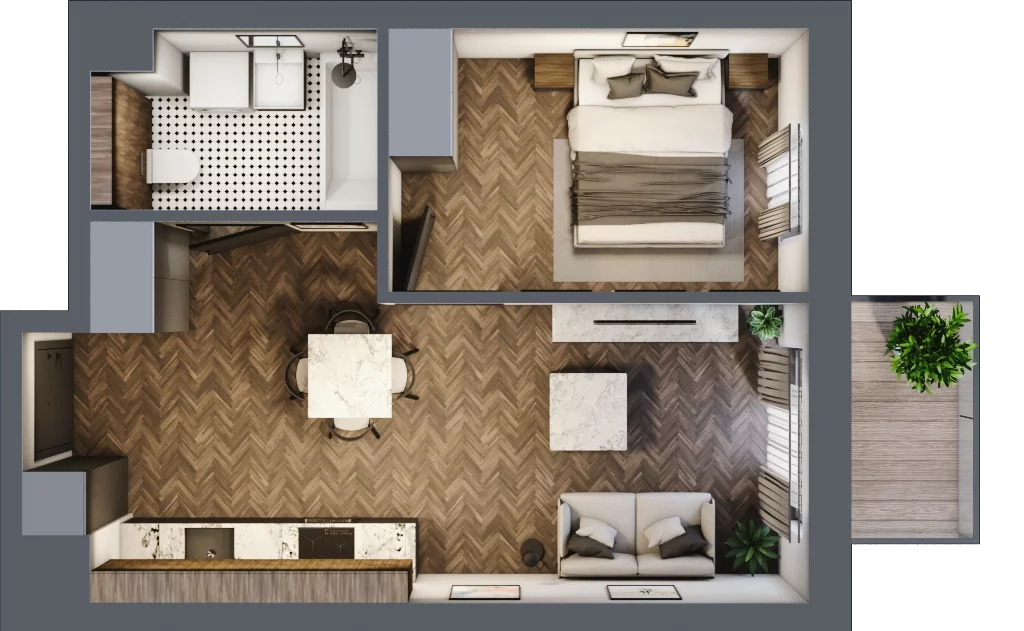 2 pokoje, mieszkanie 37,09 m², piętro 2, oferta nr A/3/2.3, Smardzewska 8, Poznań, Grunwald, Grunwald Południe, ul. Smardzewska 8