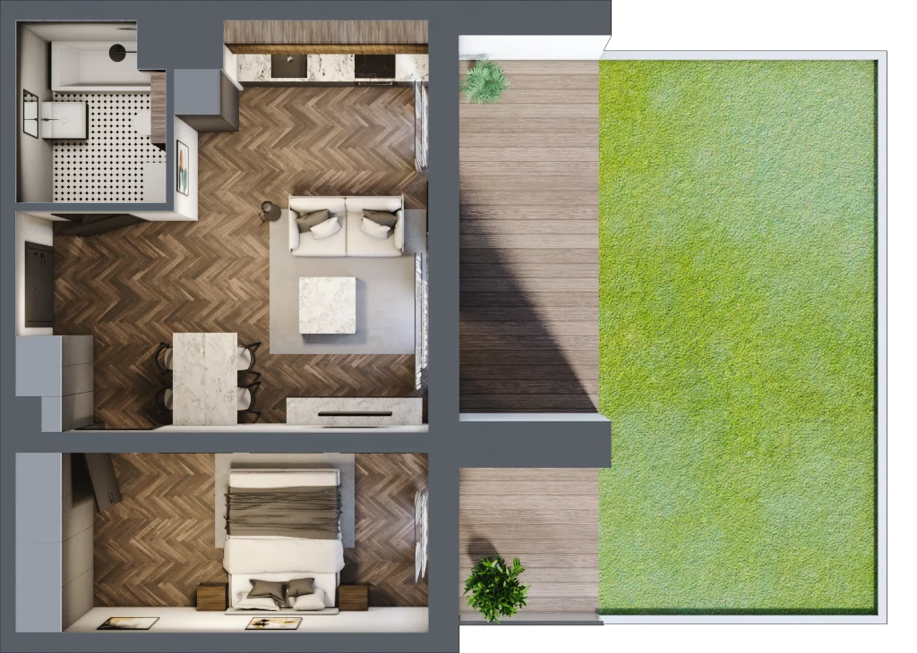 2 pokoje, mieszkanie 41,66 m², parter, oferta nr A/2/0.2, Smardzewska 8, Poznań, Grunwald, Grunwald Południe, ul. Smardzewska 8