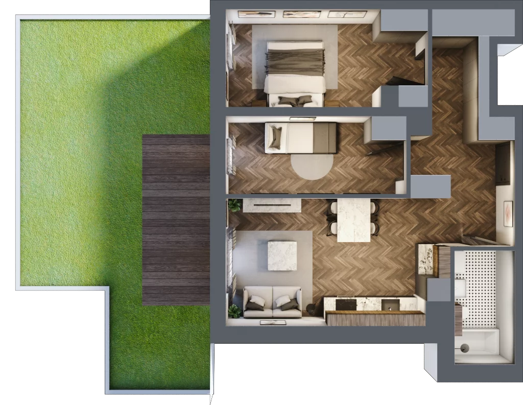 3 pokoje, mieszkanie 58,49 m², parter, oferta nr A/2/0.5, Smardzewska 8, Poznań, Grunwald, Grunwald Południe, ul. Smardzewska 8