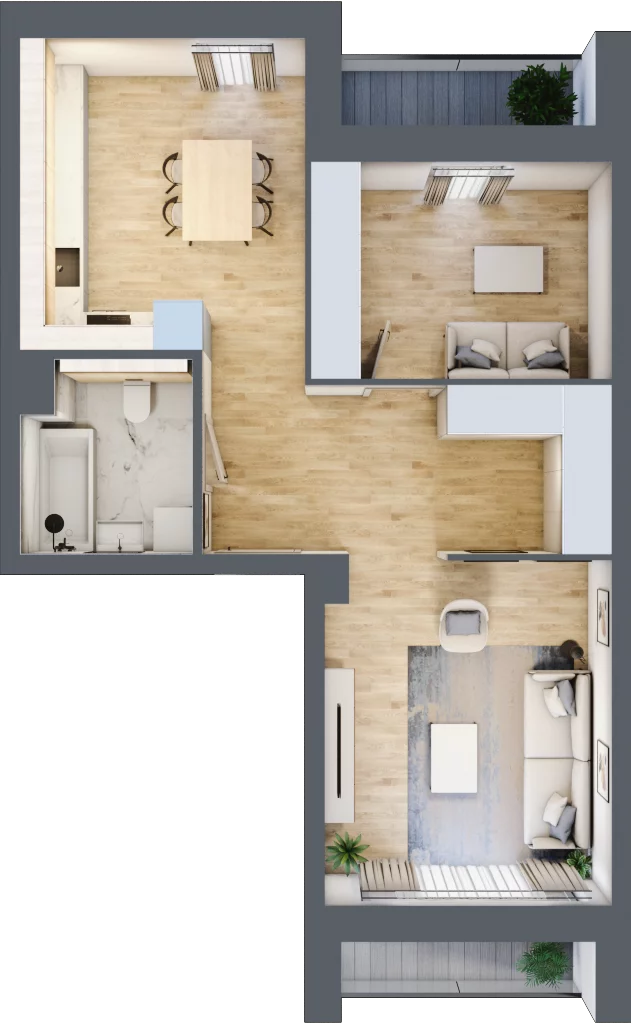 1 pokój, mieszkanie 52,99 m², piętro 2, oferta nr 5.02.B13, Ogrody Andersa, Gliwice, Wojska Polskiego, ul. Leopolda Okulickiego
