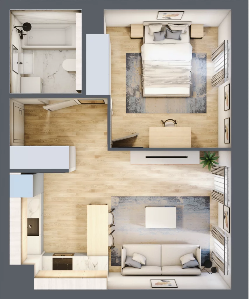 2 pokoje, mieszkanie 40,53 m², piętro 3, oferta nr 5.03.B14, Ogrody Andersa, Gliwice, Wojska Polskiego, ul. Leopolda Okulickiego