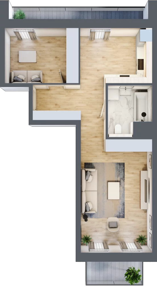 1 pokój, mieszkanie 51,36 m², piętro 4, oferta nr 5.04.C11, Ogrody Andersa, Gliwice, Wojska Polskiego, ul. Leopolda Okulickiego