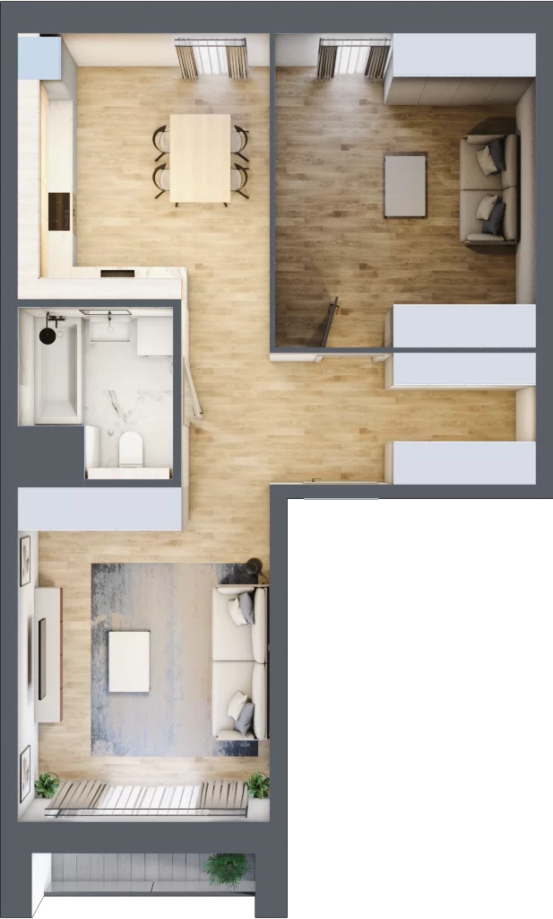 1 pokój, mieszkanie 60,48 m², piętro 4, oferta nr 5.04.D17, Ogrody Andersa, Gliwice, Wojska Polskiego, ul. Leopolda Okulickiego
