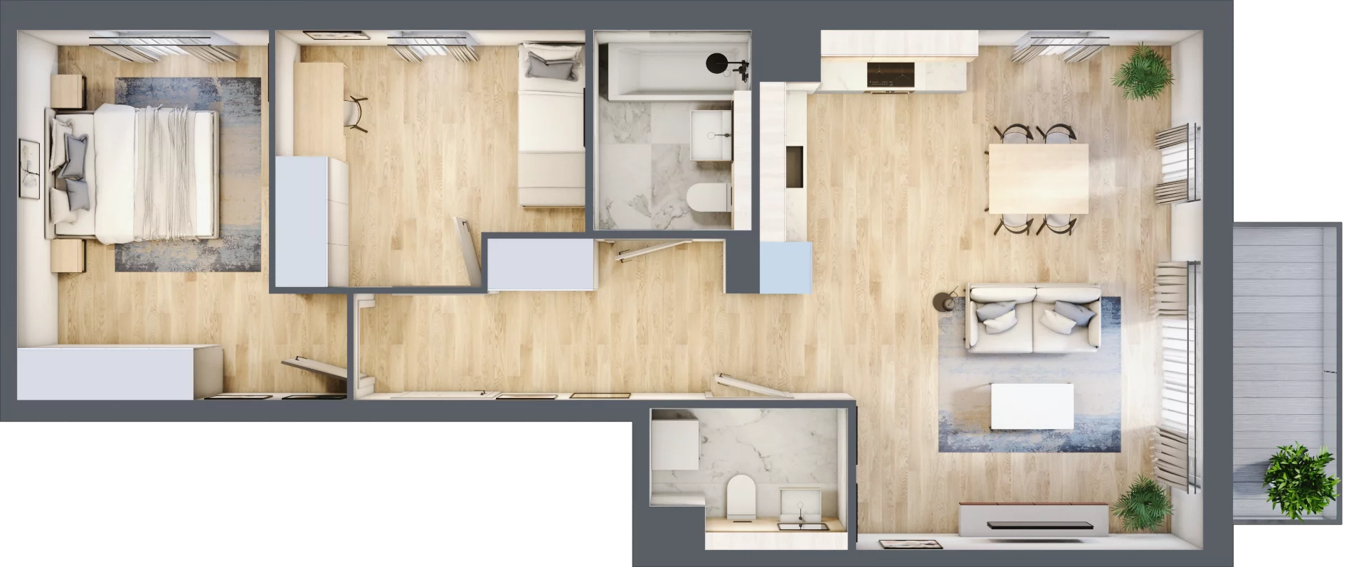 3 pokoje, mieszkanie 66,92 m², piętro 2, oferta nr 1A.08, Akacjowa Wita, Kraków, Prądnik Czerwony, Rakowice, ul. Akacjowa
