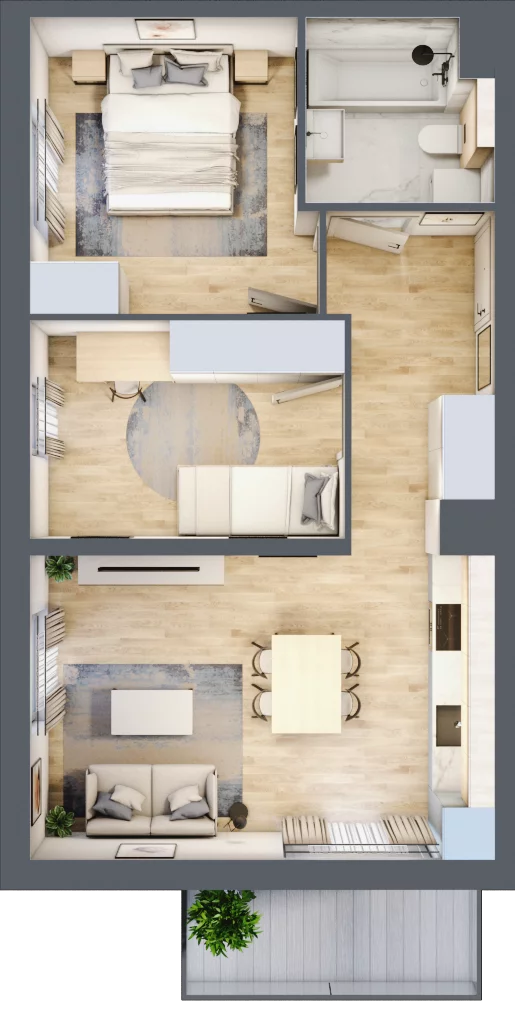 3 pokoje, mieszkanie 49,30 m², piętro 1, oferta nr 1A.06, Akacjowa Wita, Kraków, Prądnik Czerwony, Rakowice, ul. Akacjowa