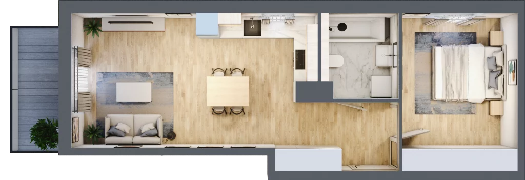 2 pokoje, mieszkanie 47,05 m², piętro 4, oferta nr 1A.28, Akacjowa Wita, Kraków, Prądnik Czerwony, Rakowice, ul. Akacjowa