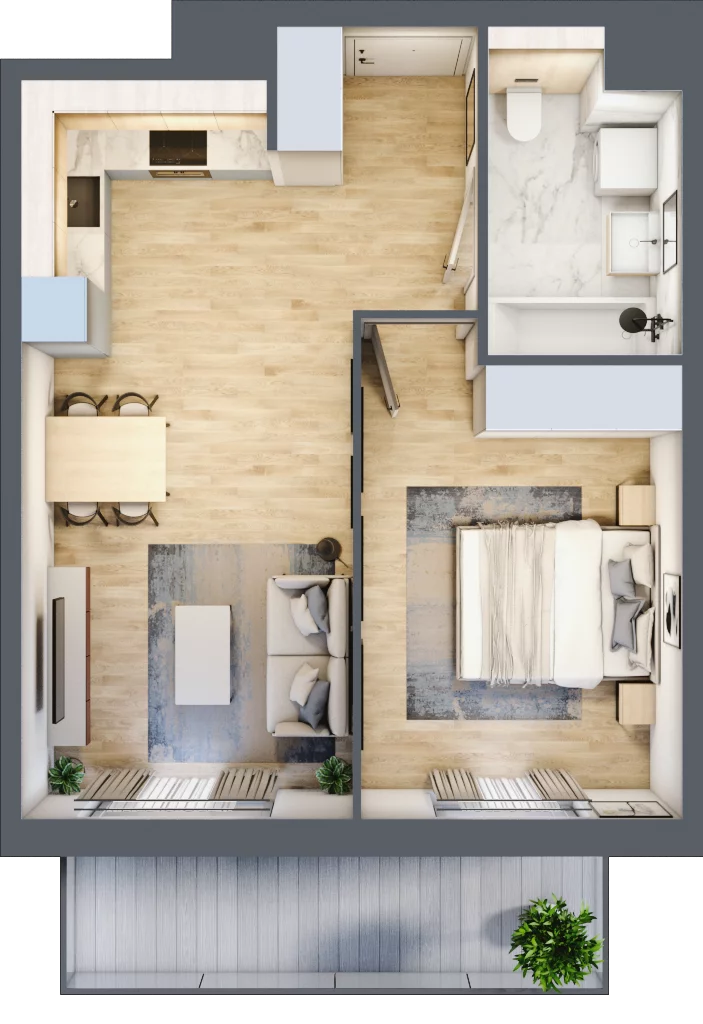 2 pokoje, mieszkanie 42,24 m², piętro 1, oferta nr 1A.04, Akacjowa Wita, Kraków, Prądnik Czerwony, Rakowice, ul. Akacjowa