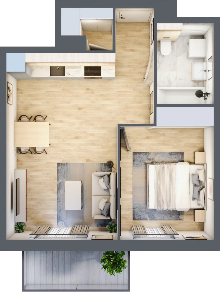 2 pokoje, mieszkanie 43,31 m², piętro 3, oferta nr 1A.19, Akacjowa Wita, Kraków, Prądnik Czerwony, Rakowice, ul. Akacjowa