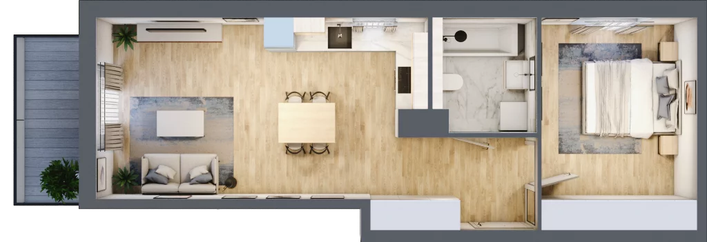 2 pokoje, mieszkanie 47,05 m², piętro 3, oferta nr 1A.21, Akacjowa Wita, Kraków, Prądnik Czerwony, Rakowice, ul. Akacjowa