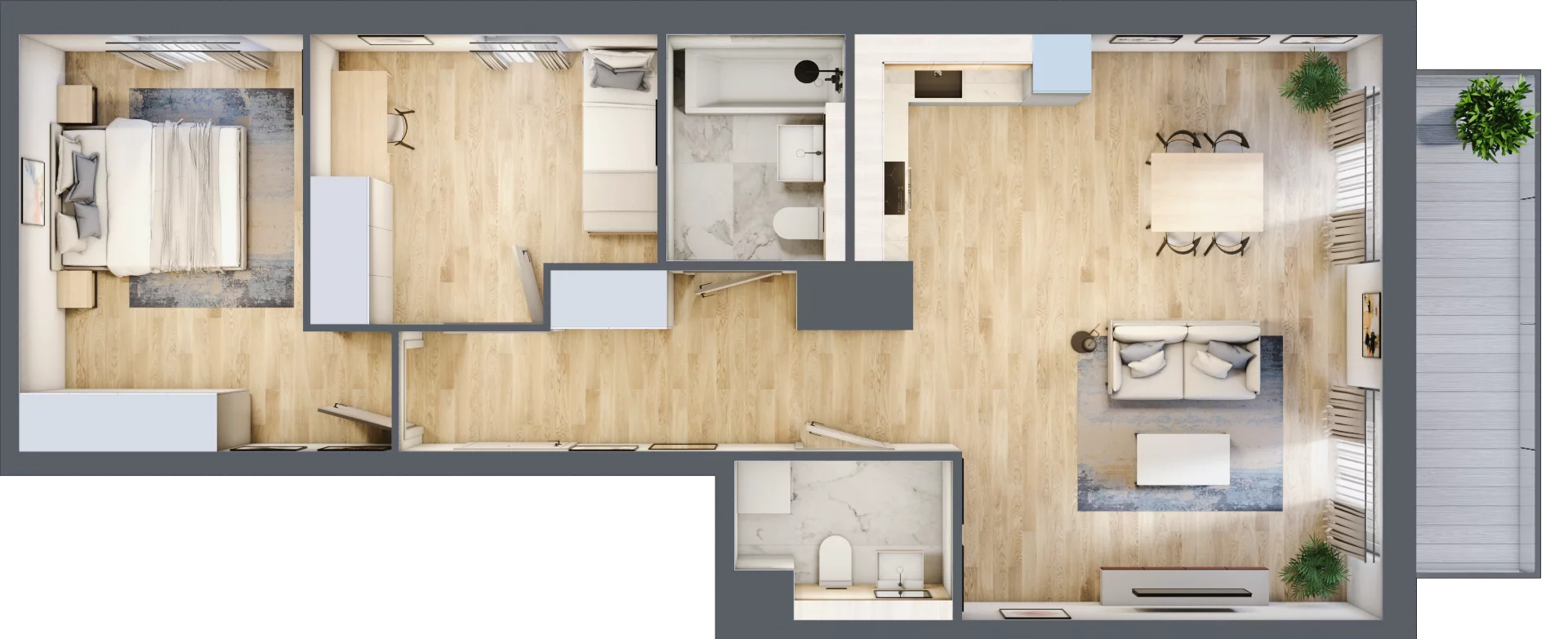 3 pokoje, mieszkanie 68,59 m², piętro 4, oferta nr 1B.24, Akacjowa Wita, Kraków, Prądnik Czerwony, Rakowice, ul. Akacjowa
