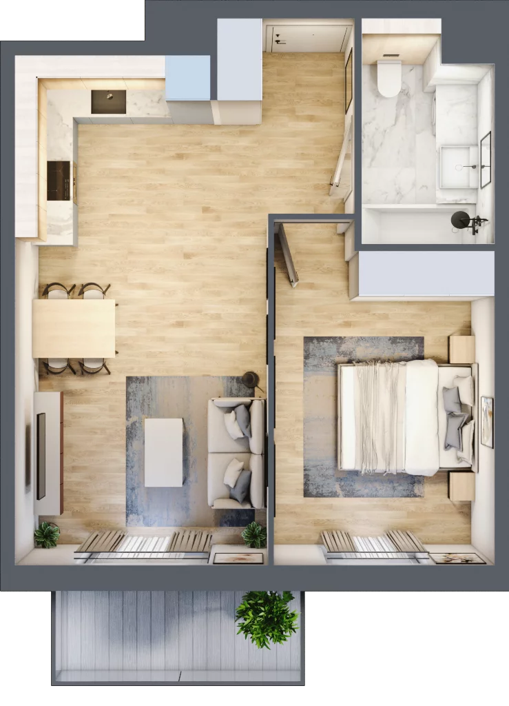 2 pokoje, mieszkanie 44,51 m², piętro 1, oferta nr 1B.10, Akacjowa Wita, Kraków, Prądnik Czerwony, Rakowice, ul. Akacjowa